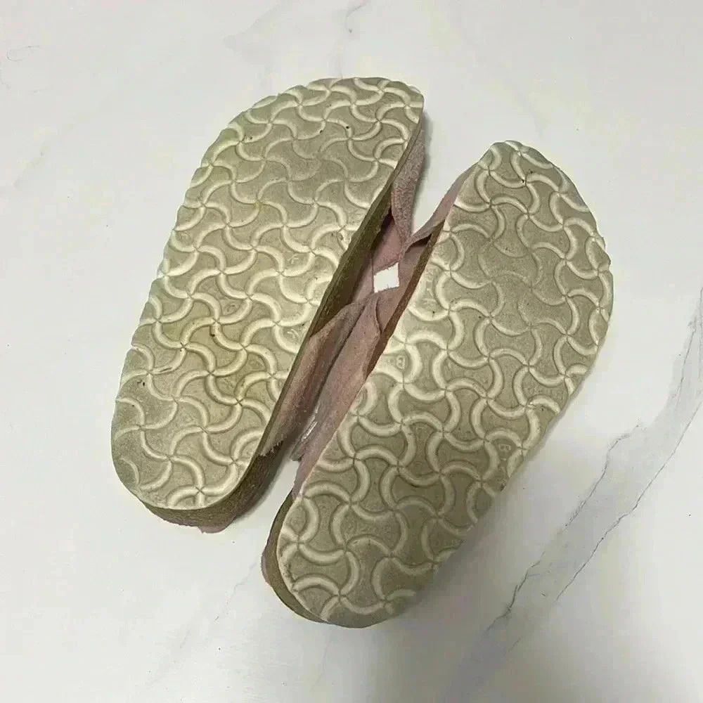 Women's Pink Suede Sandals - Picture 4 of 5